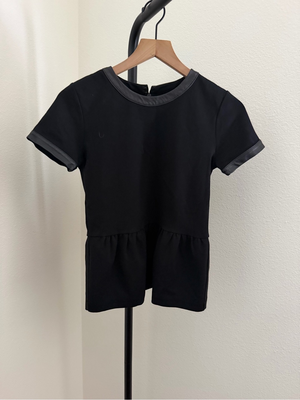 Madewell Black Blouse with Faux Leather Trim - Picture 3 of 5